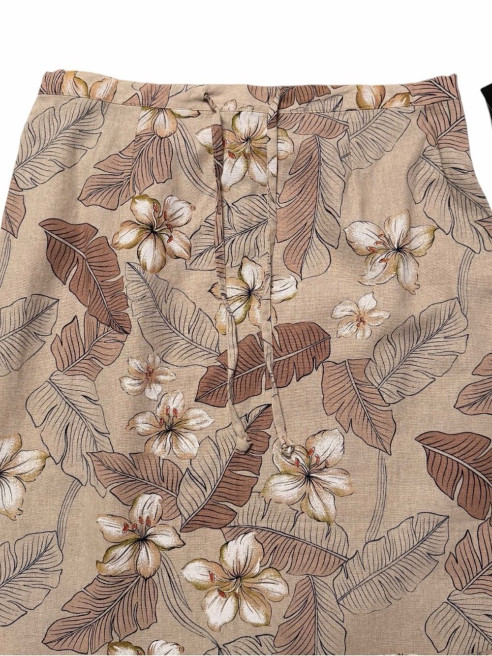 NWT Sag Harbor Tropical Floral Linen Blend Maxi Skirt Tan Brown Size 16 - Picture 6 of 8